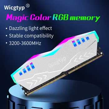 Wicgtyp 2VNT DDR4 RAM Atmintis 8GB 16GB 3200MHz Memoria DDR4 Su Rainbow Šviesos Ram Šilumos kriaukle Dual Channel ddr4 už Stalinį KOMPIUTERĮ