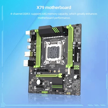 X79 Kompiuterio Plokštė ATX 4 DDR3 Atminties 64GB KOMPIUTERIO Pagrindinė plokštė Gigabit ethernet NIC PCI-E 16X LGA2011 CPU SATA3.1 2.0 M. 2 NVME Sąsaja