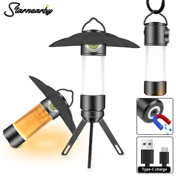 XPE Kempingas Šviesos Nešiojamų Darbo Žibintas Atmosfera Lempa, 5 Režimai Tipas-C USB Įkraunamas Žibintuvėlis atsparus Vandeniui Vaikščiojimo Avarinė Lempa