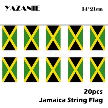 YAZANIE 14*21cm 20PCS 5Meter Jamaika String Nacionalinės Vėliavos Kabo Vėliavos Poliesteris Jamaikos Vėliavos Banner Lauko, Patalpų nedidelį Vėliava