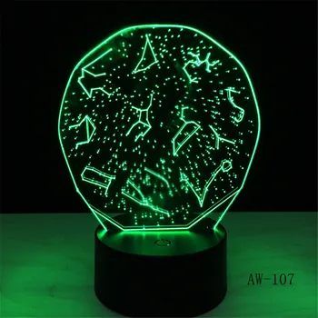 Zodiako 7 Spalvų Kūrybinę Nuotaiką 3D Lempa LED 3D Naktį Šviesos Akrilo LED Stalo Lempa, Kaip Namų Dekoracijos, Žibintai 107