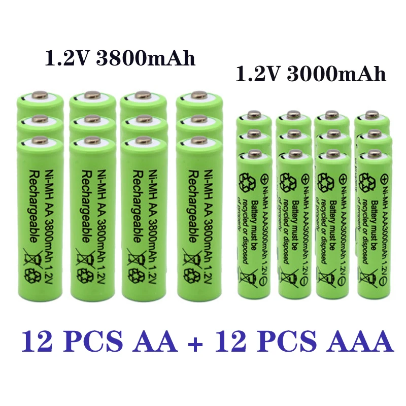 1.2 V AA 3800mAh NI-MH Baterijas+1.2 V AAA 3000 mAh Rechageable baterijos NI-MH baterija