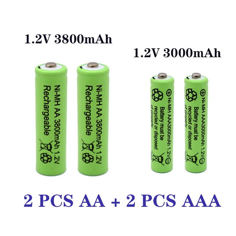 1.2 V AA 3800mAh NI-MH Baterijas+1.2 V AAA 3000 mAh Rechageable baterijos NI-MH baterija