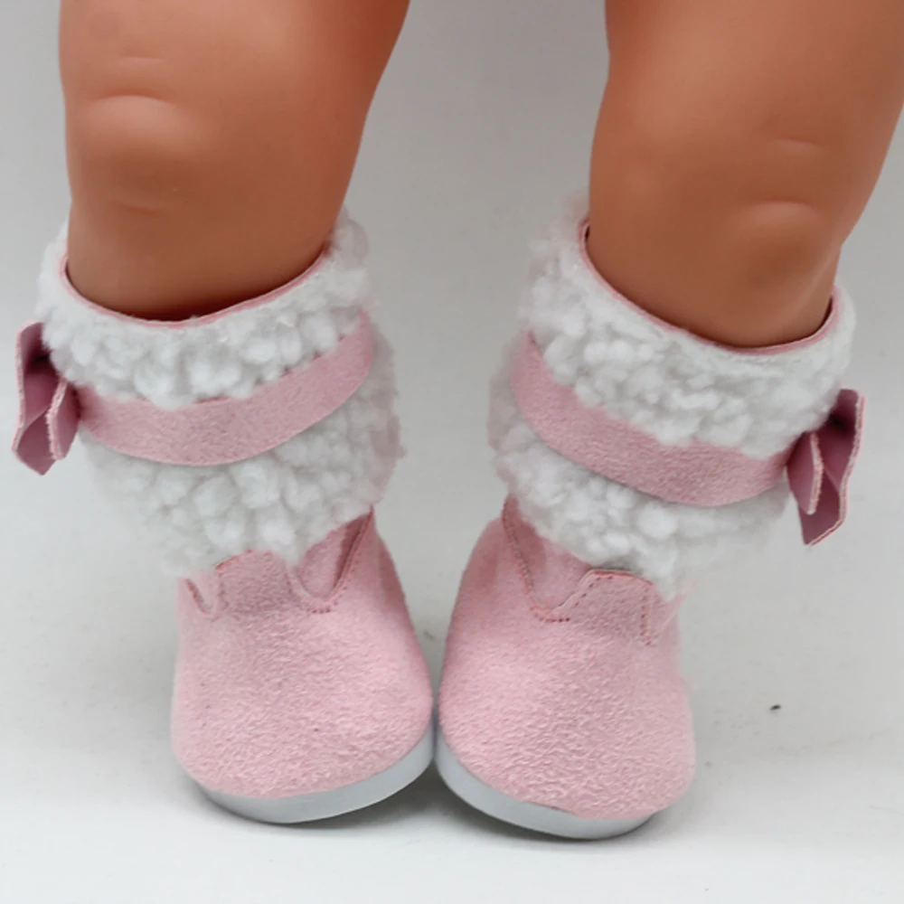 1pair Lėlės Batai Tinka 18 colių 45cm Lėlės Rožinė Sniego Batai 43cm baby Doll Priedai Lėlės Batai žaislas