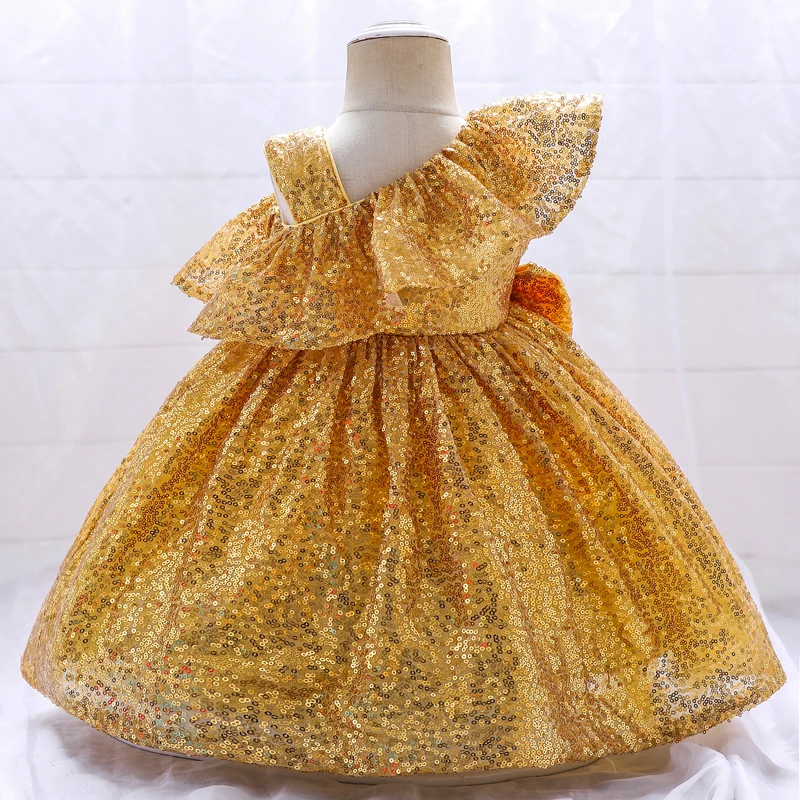 2023 Vieną Petį 1 Metų Gimtadienio Suknelė Baby Girl Drabužiai Krikšto China Princess Dress Mergaičių Suknelės, Raudonos Aukso Šalis Kostiumas