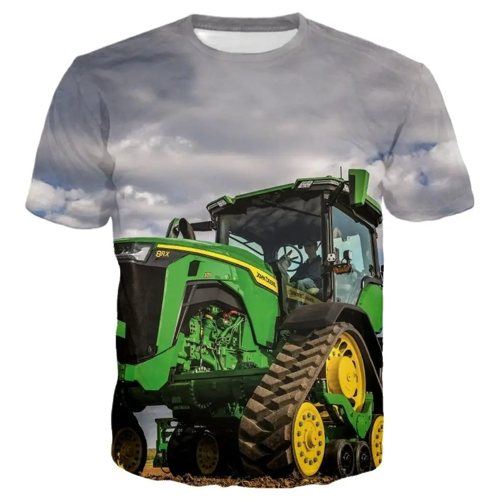 Amerikos Ūkio Traktoriaus Vasaros 3D Spausdinimo Vyrų Ir Moterų Atsitiktinis Skonio Asmenybės Hip-Hop Trumpas Rankovėmis Apvalios Kaklo Marškinėliai Viršų