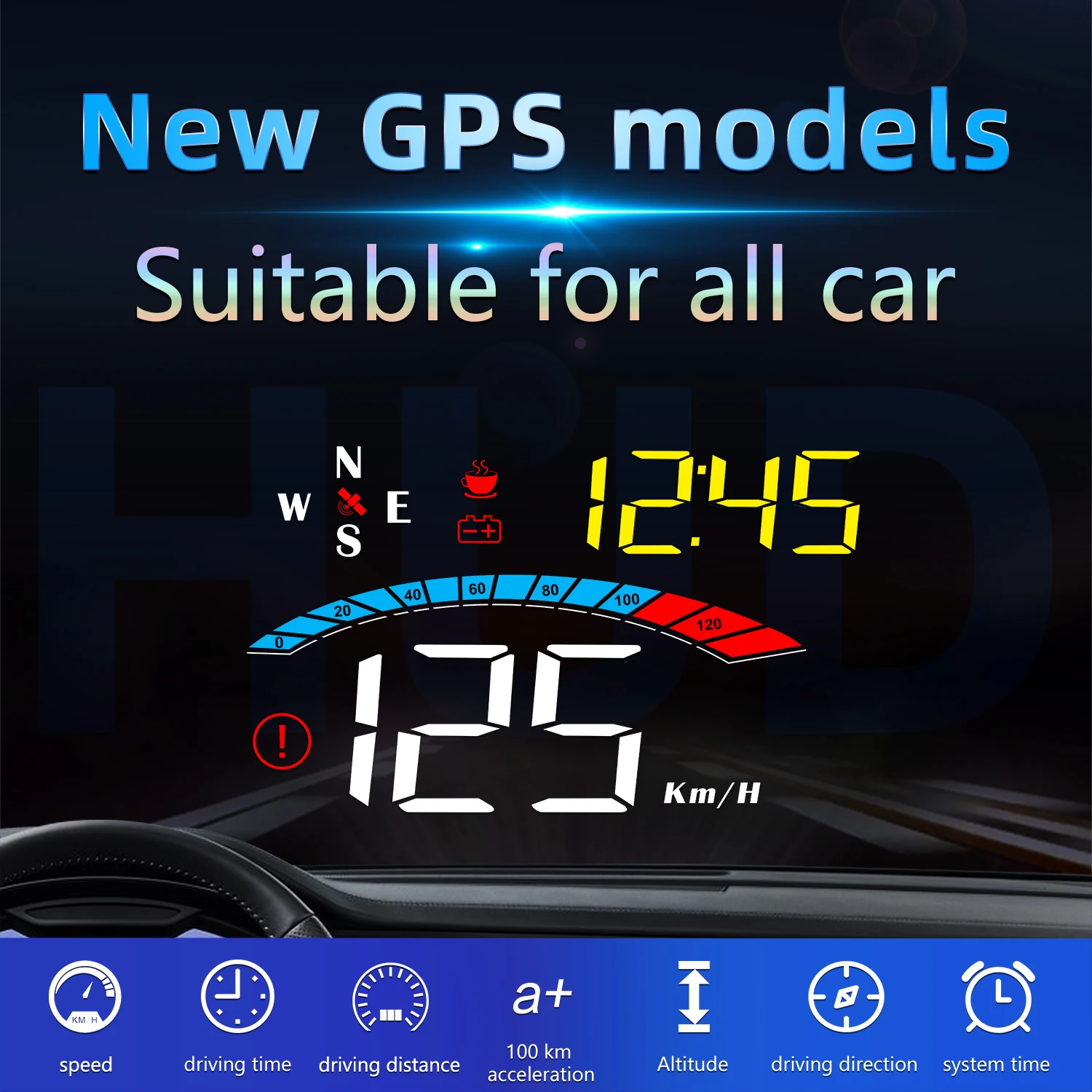 Automobilio Smart Matuoklis Skaitmeninis Greičio Matuoklis M16 GPS Elektronikos Priedai, Automobilių Apsaugos Signalizacija /vairavimo Distancefor Visi Automobiliai Projektorius