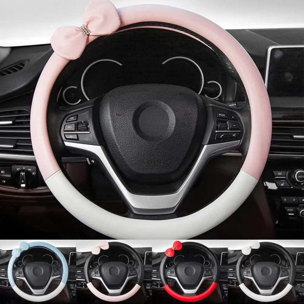 Automobilio Vairo Padengti Universalus Vairas Atveju Auto Optikos prakaitui Naudinga Bowknot priešslydžio sistema Vairo Pagalvėlė