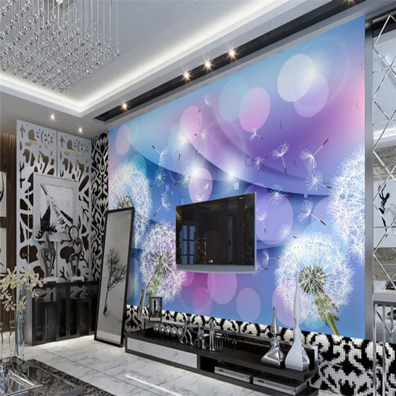 beibehang Šiltas ir romantiškas, kiaulpienės 3D kambarį, TV foną užsakymą didelė freska šilko šilko audinio aplinkos tapetai