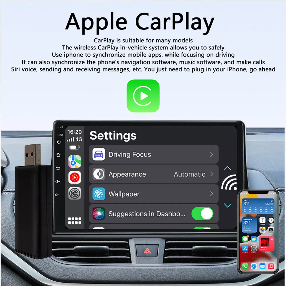 Carplay Adapteris 5 ghz WIFI Nešiojamų CarPlay Dongle 