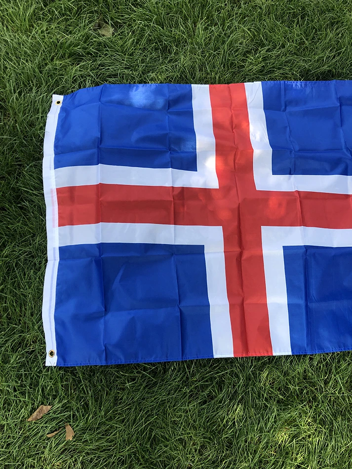 DANGUS ]VĖLIAVOS nemokamas pristatymas 90x150cm Islandijos Nacionalinės Vėliavos 3x5FT poliesteris raudonojo kryžiaus yra, isl islandija Mėlyna Islandijos vėliavos Banner