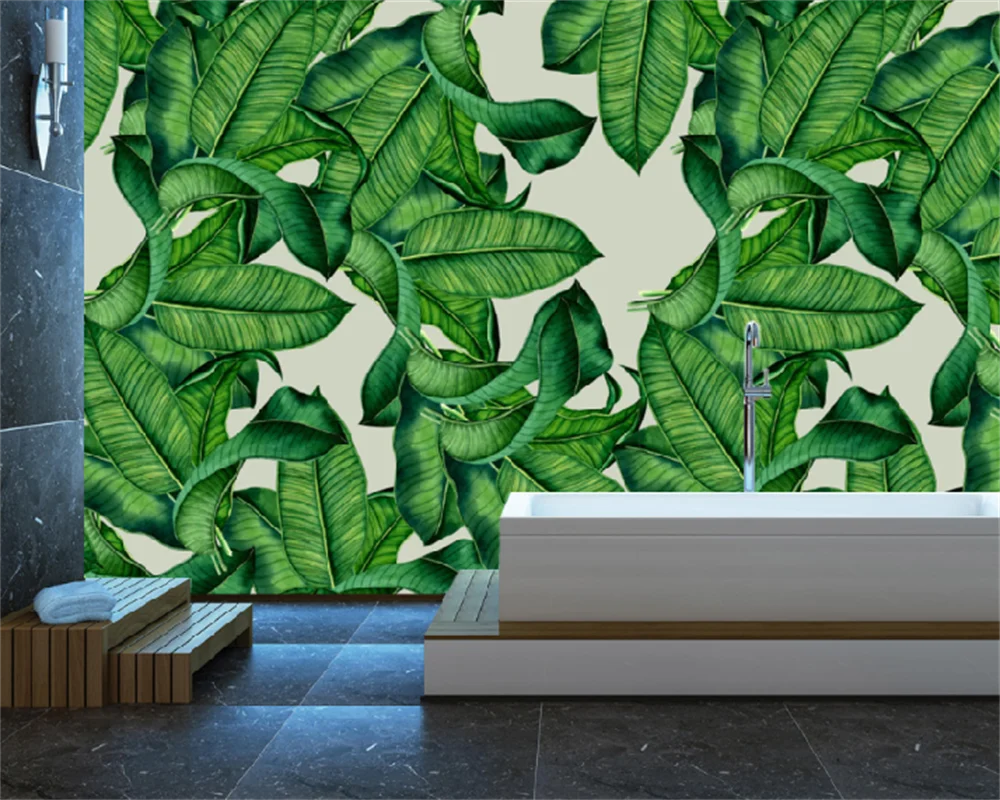 Europos stiliaus ranka-dažytos augalų bananų lapų kambarį fono sienos dekoratyvinės tapybos freskos atogrąžų tapetai behang