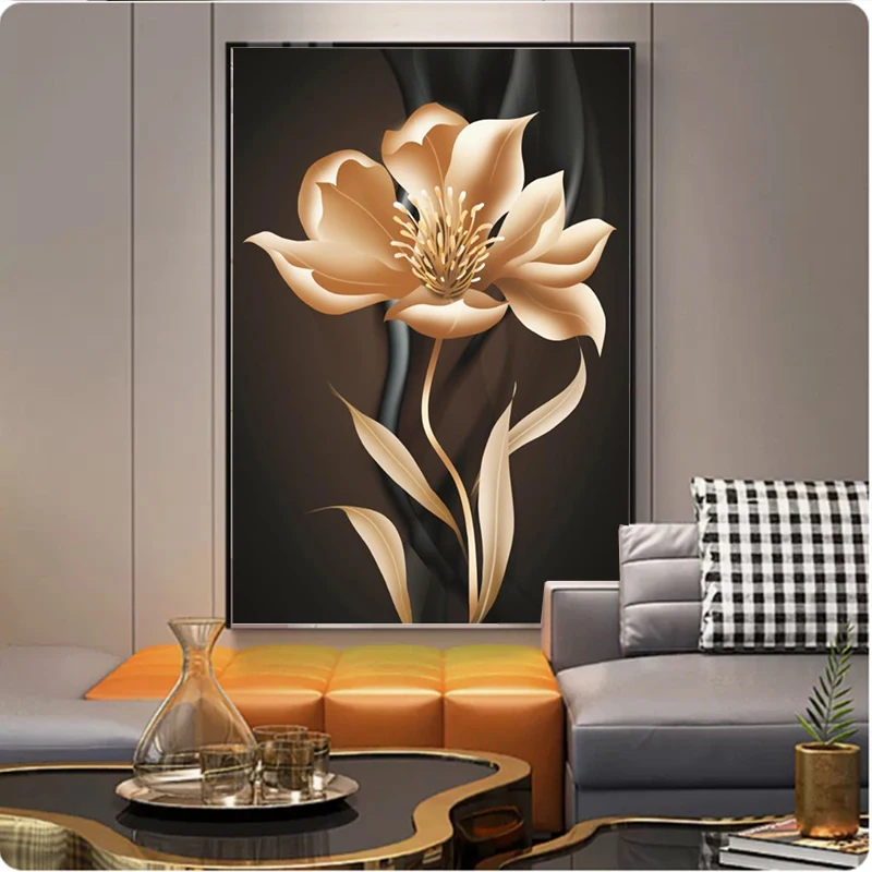 Golden Lotus Gėlių, Interjero Dekoravimas, Namų Dekoracijos, Šviesos Prabanga Plakatas Freskos Sienų Dekoras Dekoratyvinis Menas Spausdinti Paveikslai