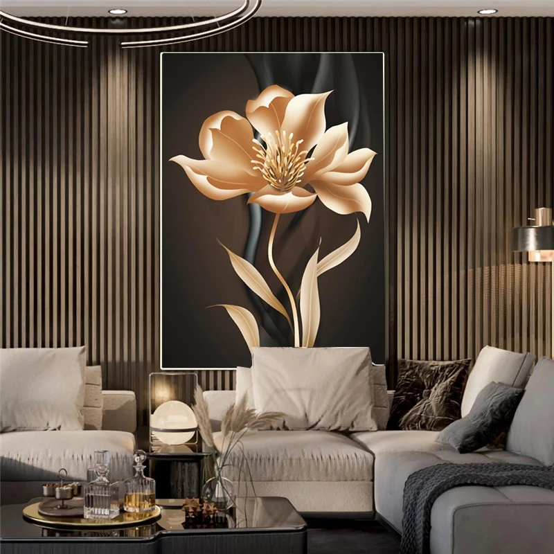 Golden Lotus Gėlių, Interjero Dekoravimas, Namų Dekoracijos, Šviesos Prabanga Plakatas Freskos Sienų Dekoras Dekoratyvinis Menas Spausdinti Paveikslai