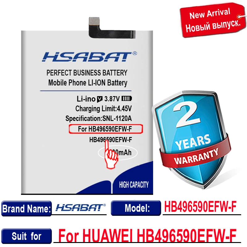 HSABAT HB496590EFW-F 5500mAh Baterija Huawei Telefono Baterijos