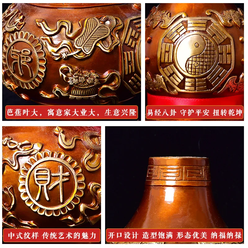 Kinijos Sėkmės Wu Lu Hu Lu Moliūgas Cucurbit už Turto Taikiai Vario Statula, Kolekcines, Paveikslas, Skulptūra Žavesio Amuletas Dekoras