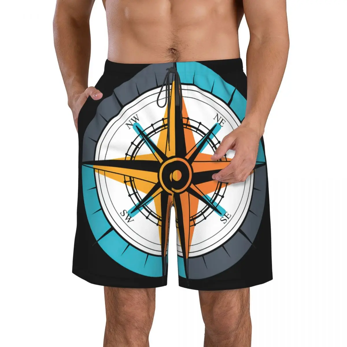 Kompasas vyriški Paplūdimio Šortai Fitneso Greitai-džiovinimo maudymosi kostiumėlį Juokinga Gatvės Įdomus 3D Šortai