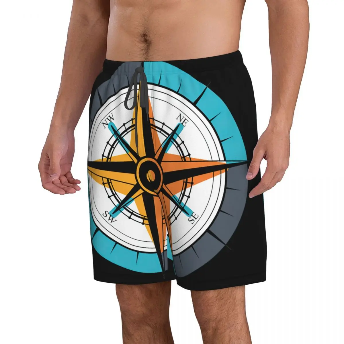 Kompasas vyriški Paplūdimio Šortai Fitneso Greitai-džiovinimo maudymosi kostiumėlį Juokinga Gatvės Įdomus 3D Šortai