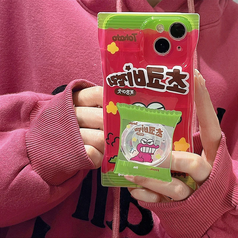 Korėjos 3D Užkandis Packagin Žiedo Laikiklio Stovas Skaidrus Mielas Telefono dėklas skirtas iphone 14 12 13 11 Pro Max XR X XS 7 8 Plius SE3 Dangtis