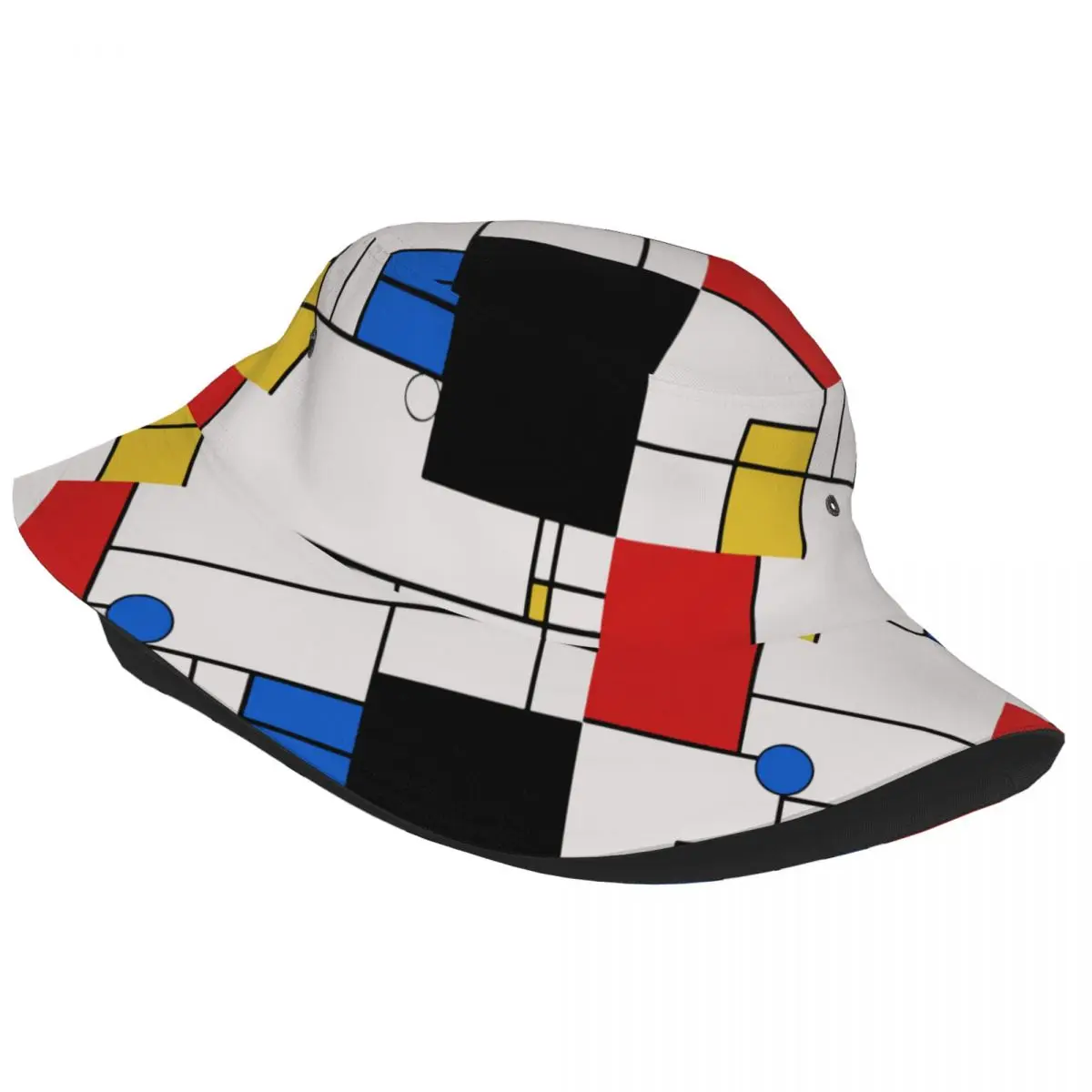 Moterų Bob Skrybėlės Piet Mondrian Abstrakčiai Aikštės Linijų Vasaros Kelionių Apdangalai, Lengvas Atostogų Žvejybą, Žvejo Kepurė Raudona