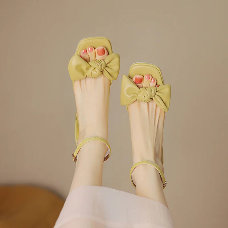 Moterų Sandalai vasarą Susiduria kojų Naujas mados Universalus Drugelis-mazgas saldus Šalies Moterų Batai aukštos 4.5 cm, plius dydis 33-43