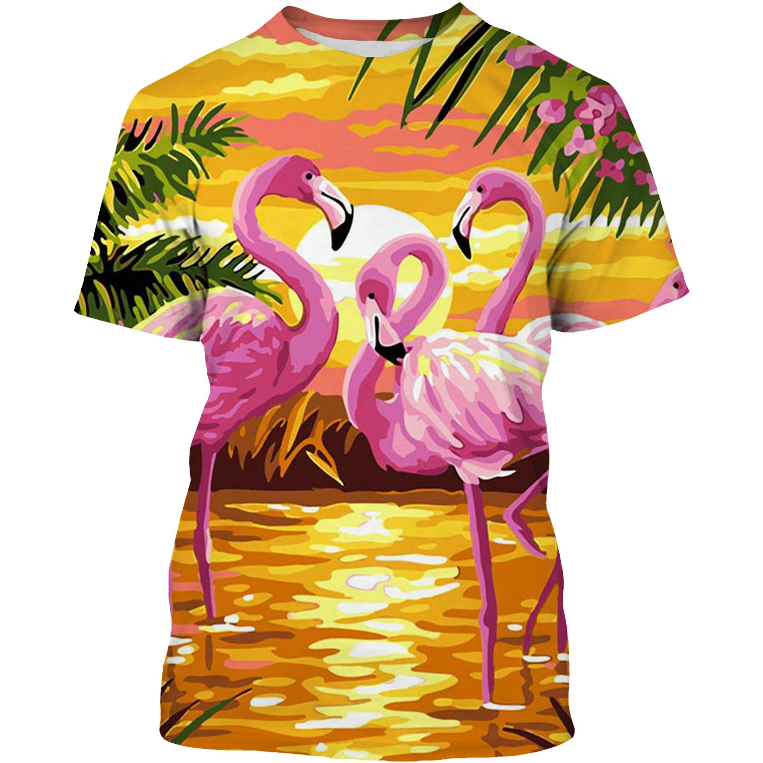 Nauja Vasaros Flamingo Gyvūnų 3D Print T-shirt Streetwear Moterų, Vyrų, T Marškiniai Mados Negabaritinių Y2k Viršūnes Tees Mergaičių, Berniukų Drabužiai