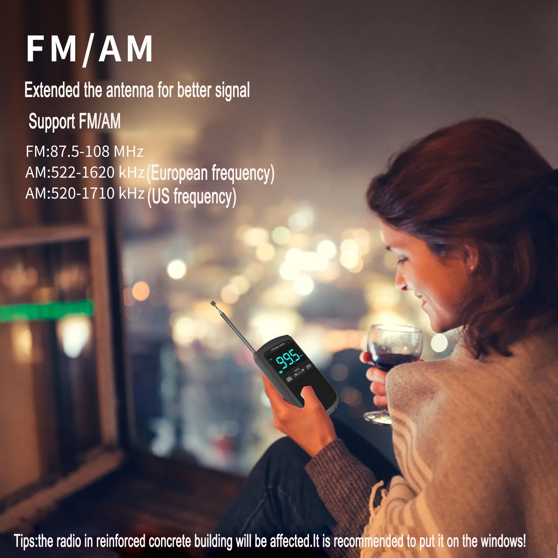 Nešiojamas Radijas FM AM Stereo Mini Pocket Radijo Garsiakalbis su skystųjų KRISTALŲ Ekranas Paramos Laiko Signalą Auto-paiešką radijo imtuvai portatil am fm