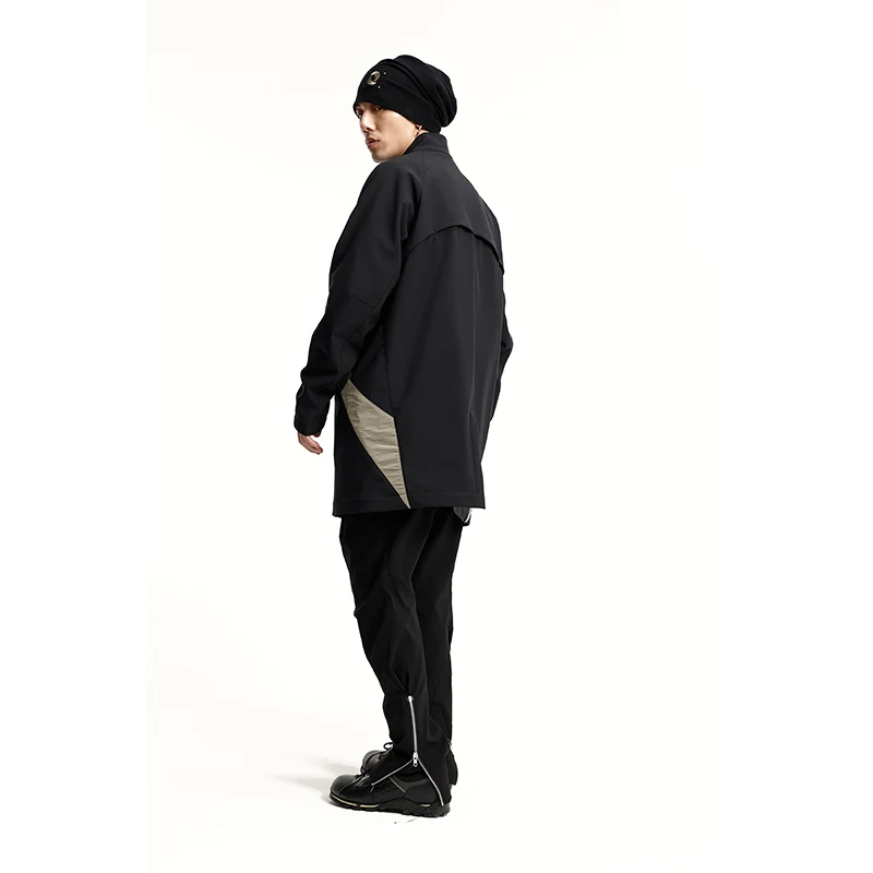 Nosucism IINTRMISSIONN 21AW Stovėti apykaklės softshell zen ilgą striukę minimalistinis techwear estetinės futuristinis dystopian
