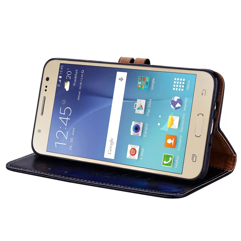 Odinis dėklas, Skirtas Samsung Galaxy J7 2016 Stovėti Odos Piniginės Atveju, jei Kortelės Turėtojas Verslas 