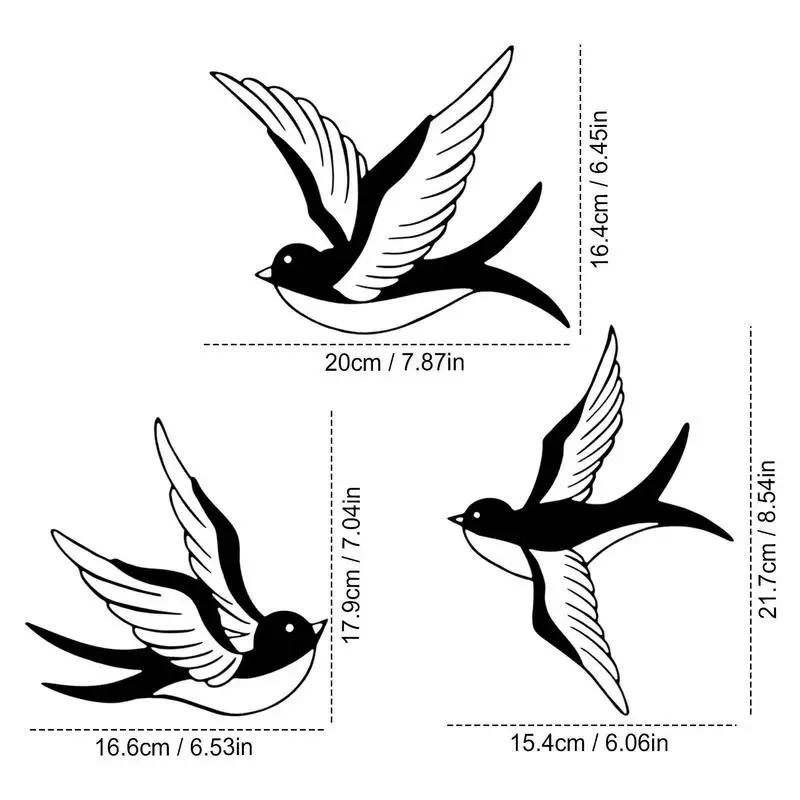 Paukščių Langą Lipdukai 3 Vnt Plaukioja Black Bird Nuimamas 2D Akrilo Siena Lipdukas Sienų Lipdukai Kambarį Biuro Langą Durų