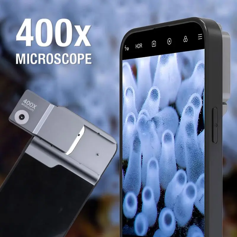 Pousbo® 400x Telefono Mikroskopas su Šviesos 