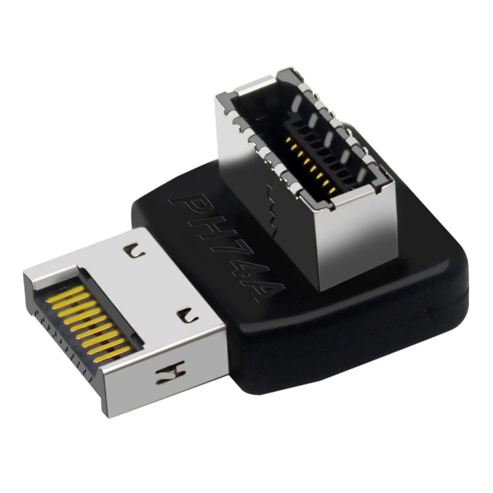 Priekinis USB C Antraštė Adapteris USB 3.1 E Tipo 90 Laipsnių Vairo Konverteris Kompiuterio Plokštę Vidinė Jungtis