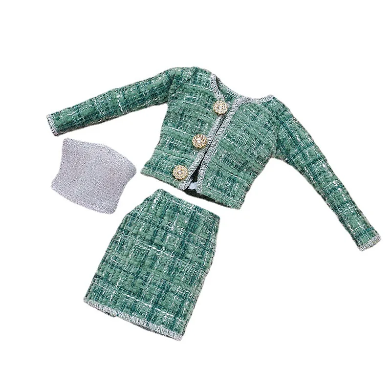 Rankų darbo drabužių set / prisisekite kailis + sijonas + balta / 30cm lėlės drabužių rudens dėvėti aprangą 1/6 Xinyi FR ST Barbie Lėlės žaislas