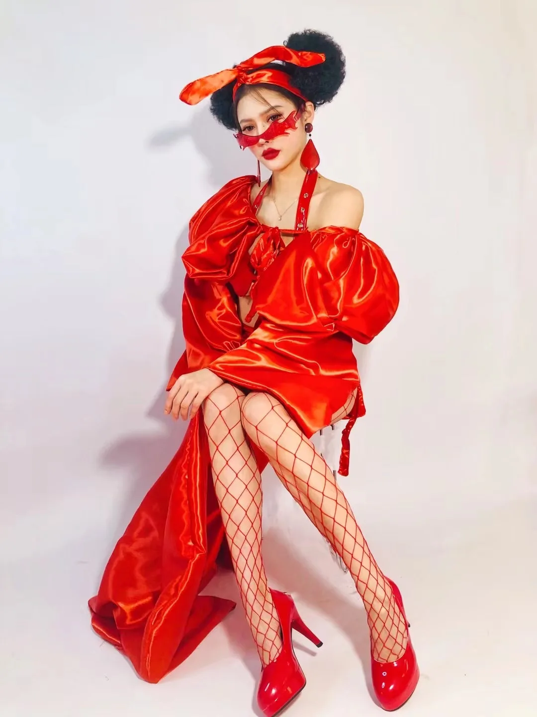 Sexy Raudona Etape Kostiumas Kostiumas Pu Odos Bikini Naktiniame Klube Šokėja Rave Apranga Grupė Gogo Šokių Drabužius Festivalis Drabužiai