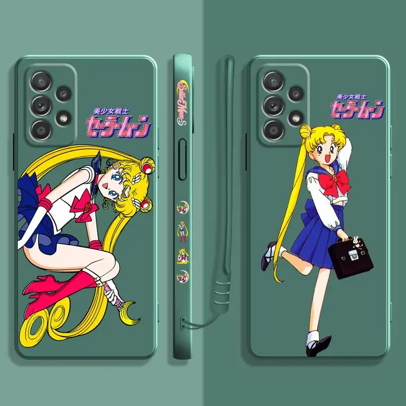 Skysti Saldainiai Atveju, Samsung Galaxy A73 A71 A72 A12 A21s A22 A23 A31 A32 A51 A52 A52s A53 A02s Graži Mergina Sailor-Moon