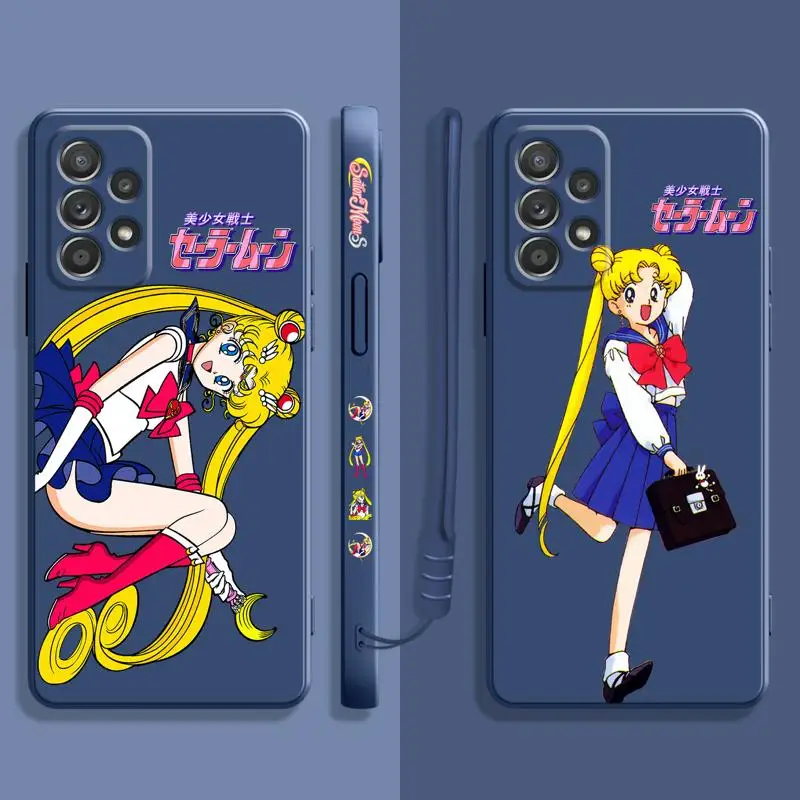Skysti Saldainiai Atveju, Samsung Galaxy A73 A71 A72 A12 A21s A22 A23 A31 A32 A51 A52 A52s A53 A02s Graži Mergina Sailor-Moon