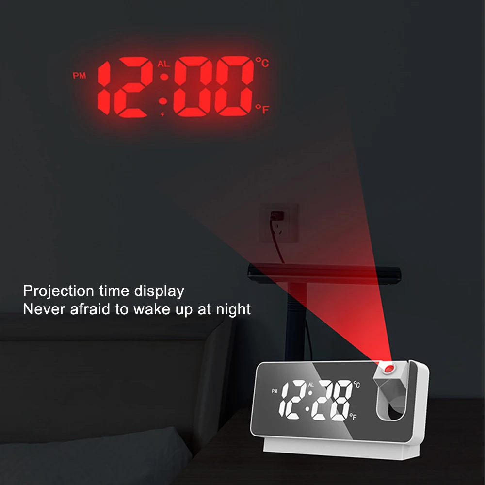 Spalvinga Skaitmeninio formato Signalą Laikrodis LED Laiko Projektorius 180° Sukimas Elektroninis Laikrodis-Žadintuvas su Termometras garso Išjungimo Laikrodis