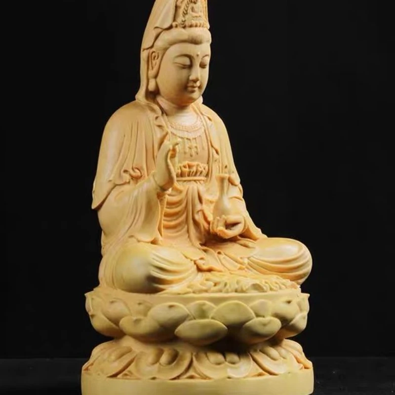 Uolos Kipariso Medžio Drožyba Avalokitešvara Medžio Drožyba Iš Medžio Masyvo, Siūlanti Namų Puošyba, Stalo Dekoravimo, Rankdarbių