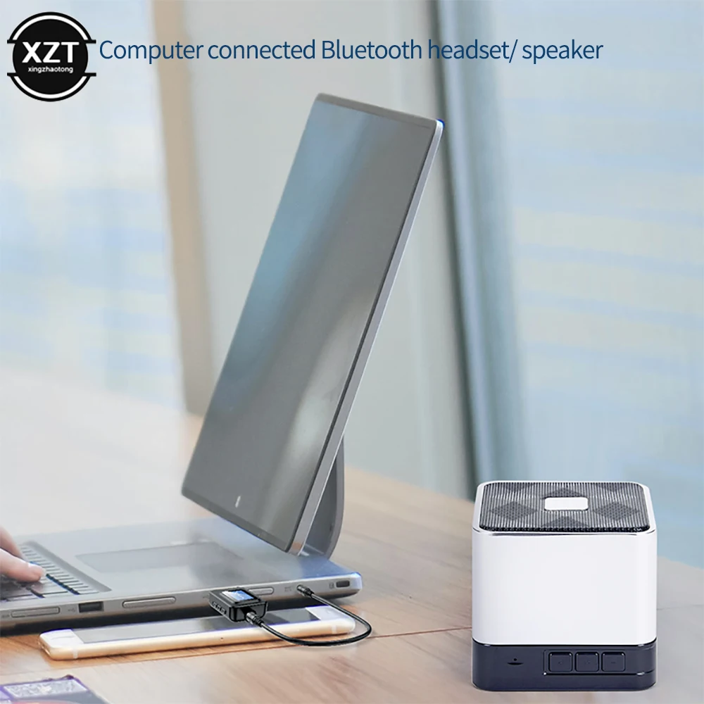 USB Bluetooth 5.0 Garso Siųstuvas, Imtuvo su skystųjų KRISTALŲ Ekranas 3.5 MM AUX-RCA Stereo Belaidžio ryšio Adapteris, skirtas PC TV Automobilį Ausines