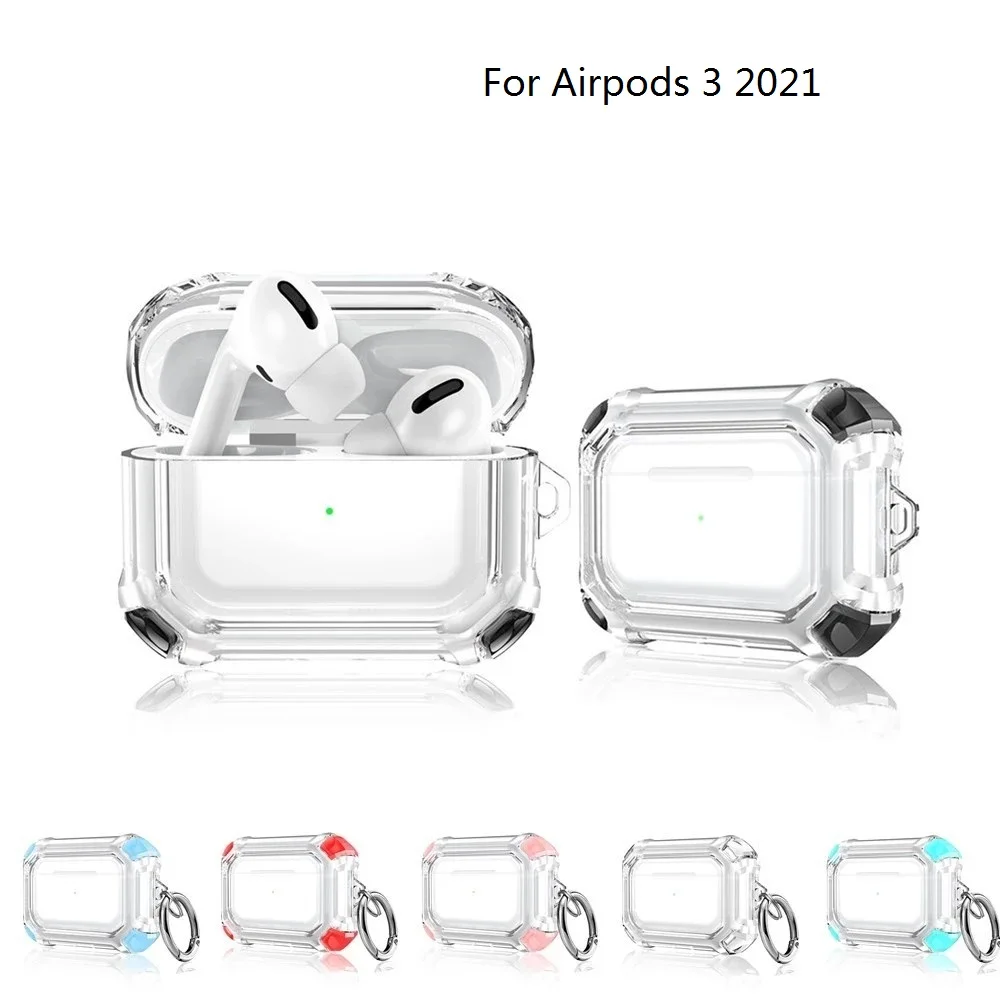 Už Airpods 3 Pro Byla Skaidri Ausinės Apsaugine danga Dviejų spalvų TPU Apple Airpods Pro 3 Soft Shell Wtih Keychain