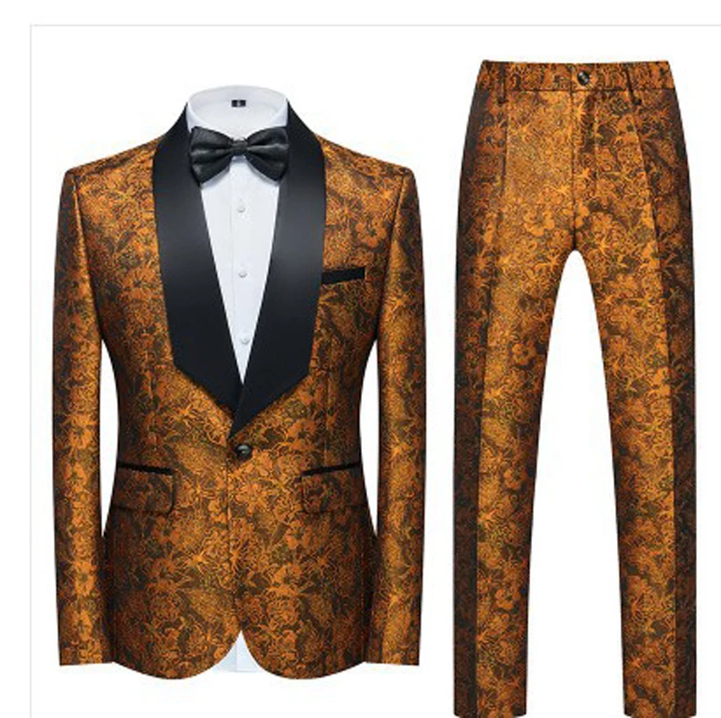 Užsienio prekybos 2023 naujus įvairių spalvų aukso žakardo vyrų kostiumas, dviejų dalių suknelė jaunikis kostiumą etape kombinezonas dviejų dalių multi-spalvos pasirinktinai