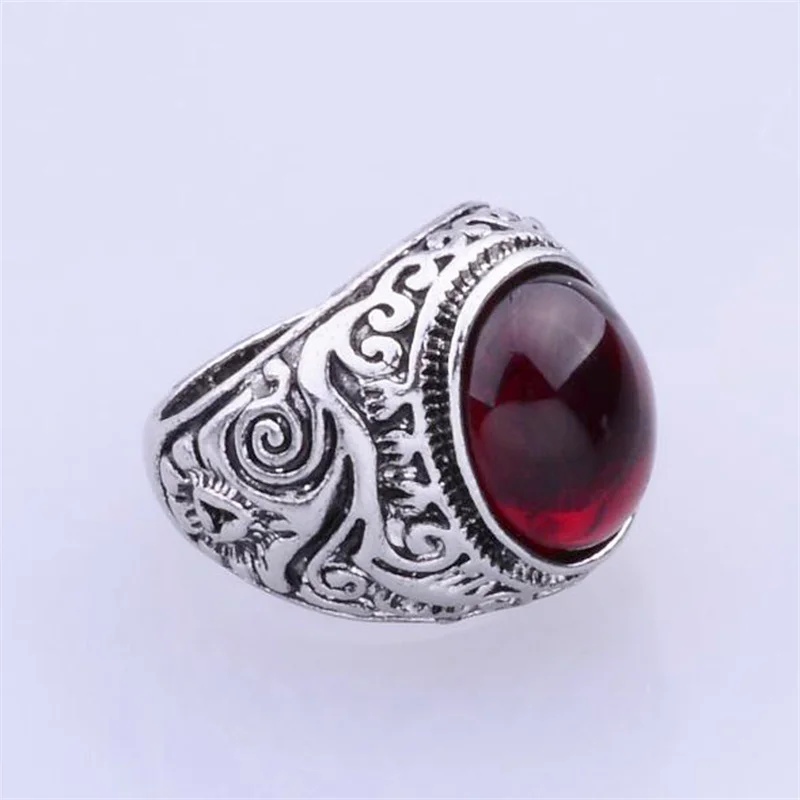Vintage Juodas/Raudonas Akmuo Perlas Žiedas Vyrams - Pigūs Vestuvių Papuošalai