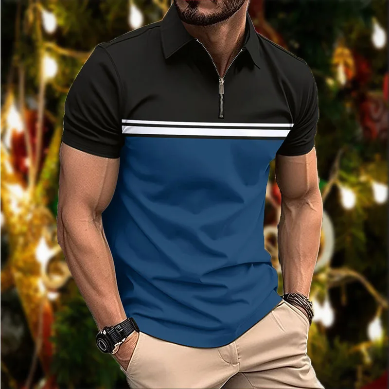 Vyriški Polo marškinėliai trumpomis rankovėmis vasaros atsitiktinis vyriškų drabužių mados 3D atspausdintas atlapas su užtrauktuku puloveris vyrų verslo Polo marškinėliai