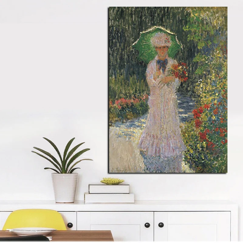 YWDECOR Spausdinti Claude Monet Pasivaikščioti Moteris su Skėtis Naftos Tapyba ant Drobės Pop art Wall Nuotraukas, Gyvenamasis Kambarys Sofos, Cuadros