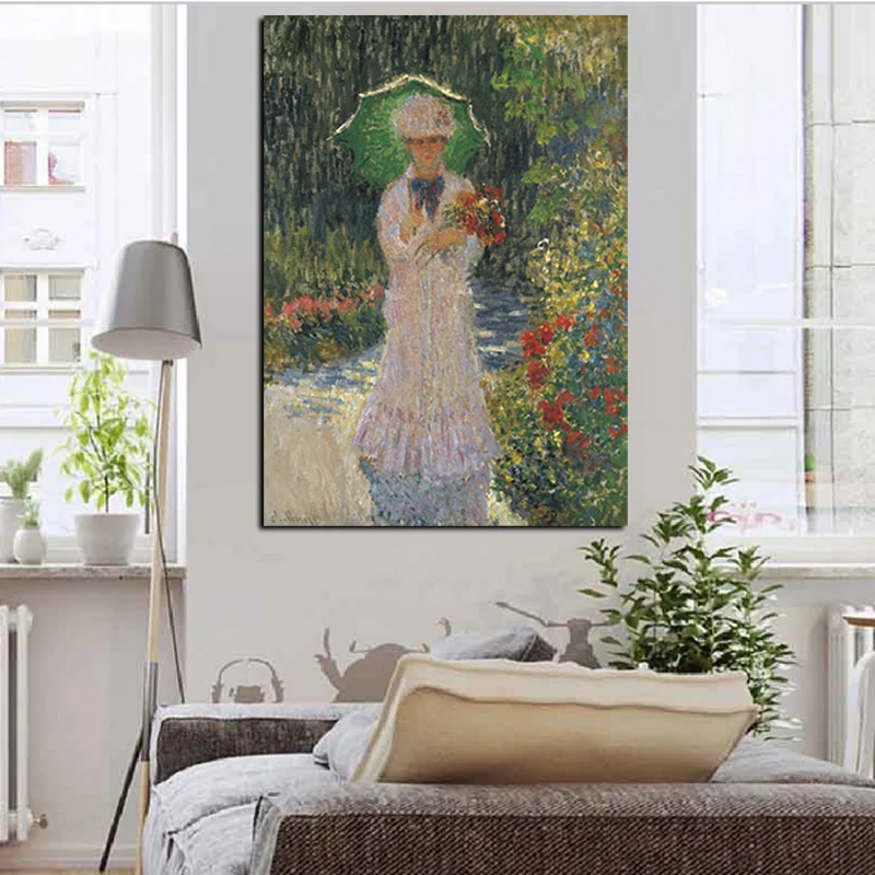 YWDECOR Spausdinti Claude Monet Pasivaikščioti Moteris su Skėtis Naftos Tapyba ant Drobės Pop art Wall Nuotraukas, Gyvenamasis Kambarys Sofos, Cuadros