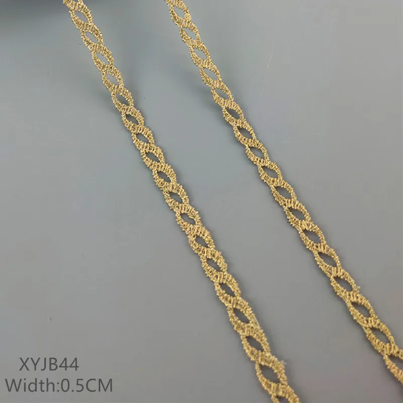 zsbszc Naujas 2 metrų Pločio, 0,5 CM, aukso nėrinių papuošimai siuvimo PASIDARYK pats elegantiškas drabužis priedai macrame siuvinėjimo nėrinių XYJB44