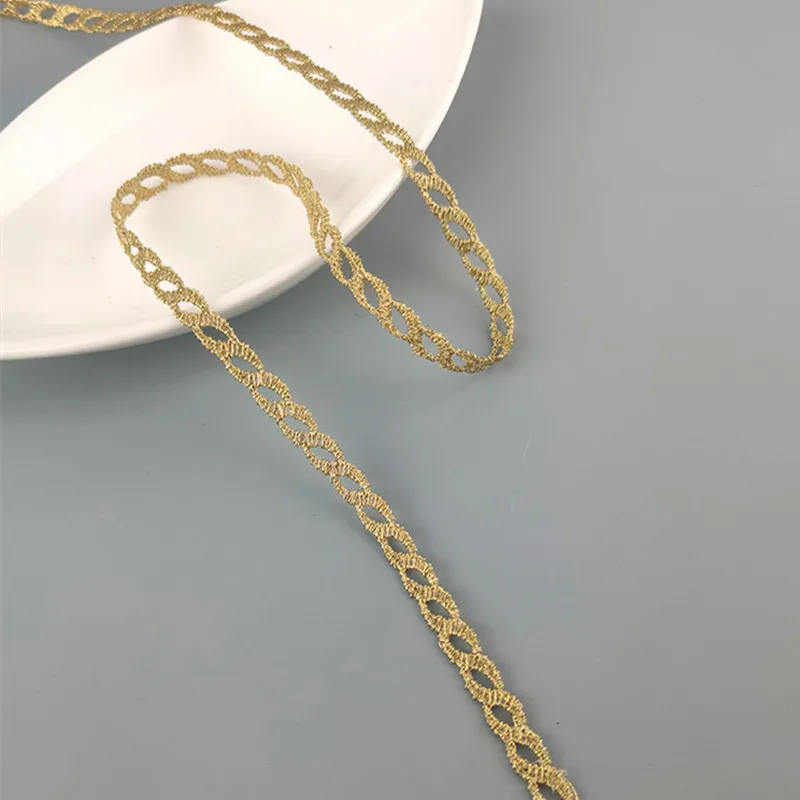zsbszc Naujas 2 metrų Pločio, 0,5 CM, aukso nėrinių papuošimai siuvimo PASIDARYK pats elegantiškas drabužis priedai macrame siuvinėjimo nėrinių XYJB44