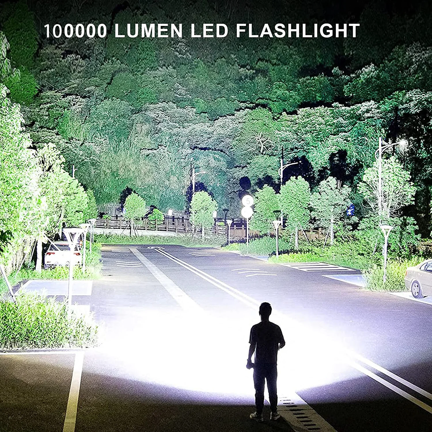 Įkraunamas LED Žibintuvėlis Aukštus Liumenų, 100000 Liumenų Super Ryškus Žibintuvėlis su 7 Rūšių ir COB Sidelight, LED Vandeniui Han