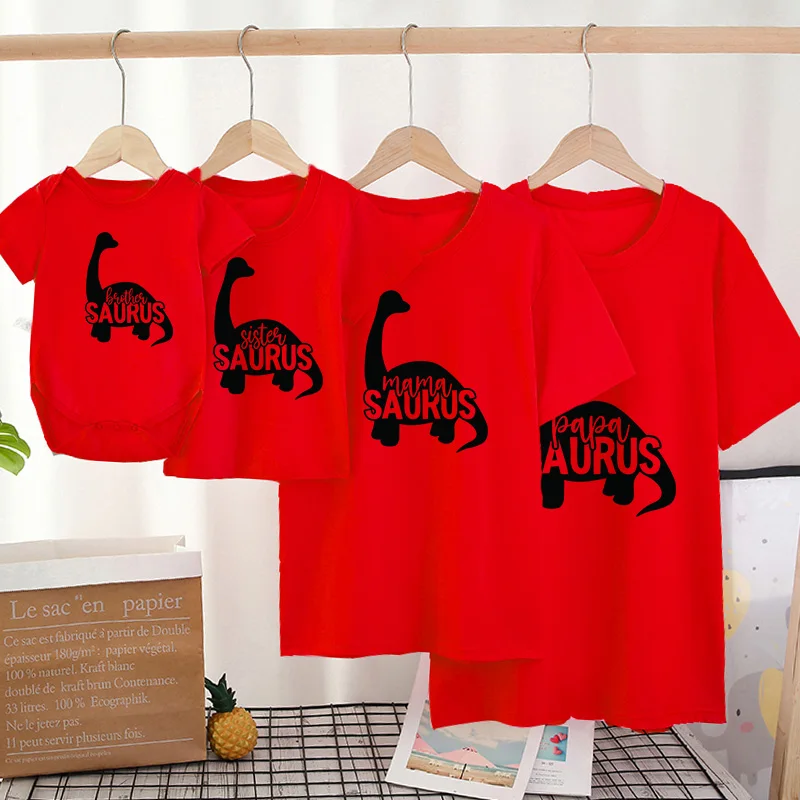Šeimos derinti Drabužius 2021 Šeima Atrodo Animacinių filmų Dinozaurą T-shirt Mamytė ir Man Drabužius Berniukų Drabužiai Atitikimo Komplektus T-shirt